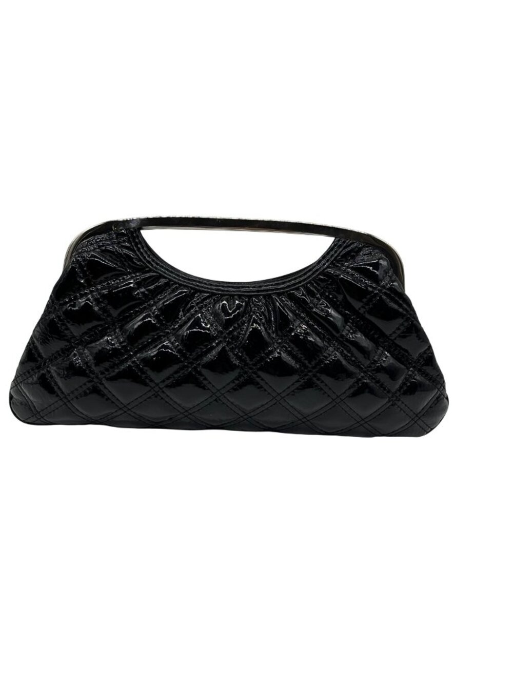 Express Black Quilted Patent Faux Leather Clutch Bag